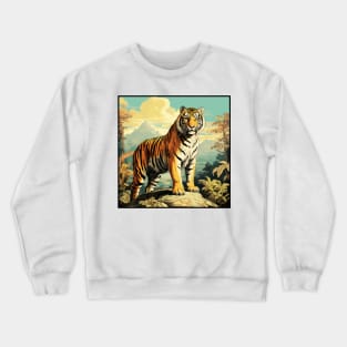 Colorful Tiger Cartoon Vintage Bengals Tiger Drawing Comics Fearless Tiger Crewneck Sweatshirt